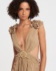 Christelle Nima Gauze Cut Out Gown Desert Beige Maxi Φόρεμα