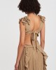 Christelle Nima Gauze Cut Out Gown Desert Beige Maxi Φόρεμα