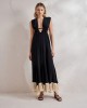 Christelle Nima Gauze Fringed Black Φόρεμα