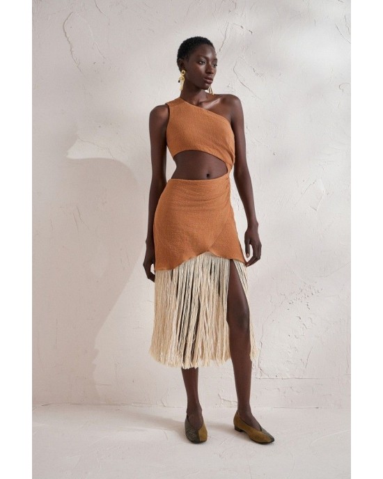 Christelle Nima Gauze Fringe Mini Φόρεμα