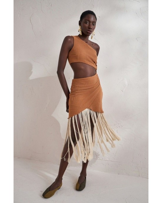 Christelle Nima Gauze Fringe Mini Φόρεμα