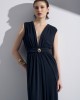 Christelle Nima Draped Heart-Neckline Maxi Black Φόρεμα