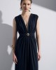 Christelle Nima Draped Heart-Neckline Maxi Black Φόρεμα