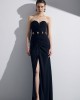 Christelle Nima Heart-Neck Drape Black Maxi Φόρεμα