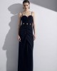 Christelle Nima Heart-Neck Drape Black Maxi Φόρεμα