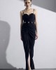 Christelle Nima Heart-Neck Drape Black Maxi Φόρεμα