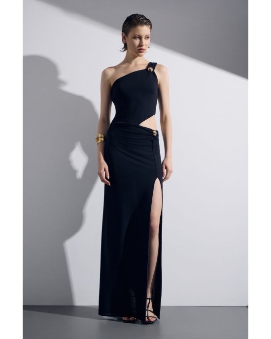 Christelle Nima Side Cut Out Black Maxi Φόρεμα
