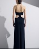 Christelle Nima Halter Neck Cut Outs Maxi Black Φόρεμα