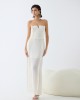 Christelle Nima Ruffle Corset Ecru Maxi Φόρεμα