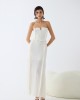 Christelle Nima Ruffle Corset Ecru Maxi Φόρεμα