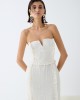 Christelle Nima Ruffle Corset Ecru Maxi Φόρεμα