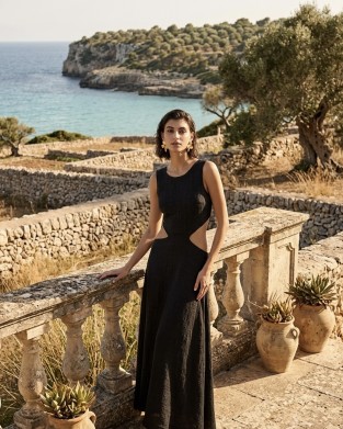 Christelle Nima Cut Outs Black Maxi Φόρεμα