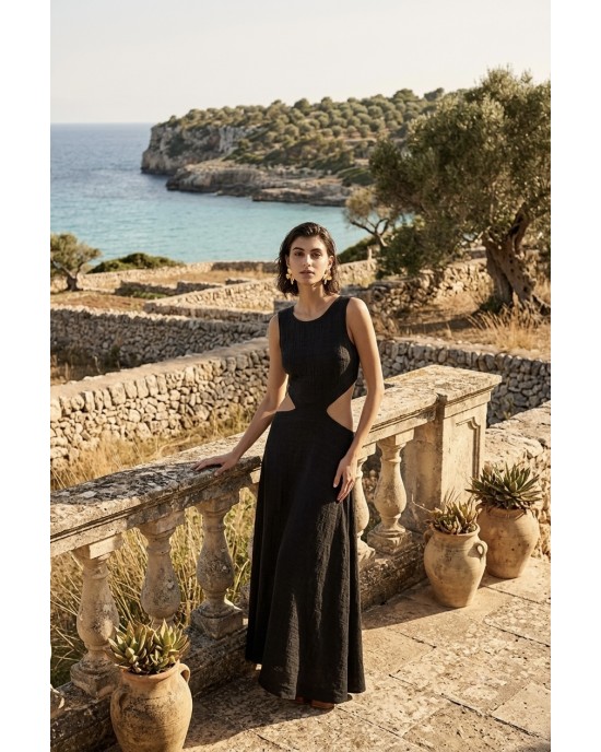 Christelle Nima Cut Outs Black Maxi Φόρεμα