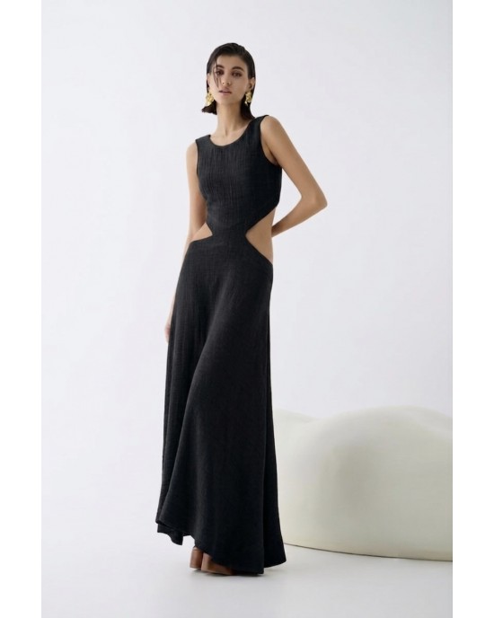 Christelle Nima Cut Outs Black Maxi Φόρεμα