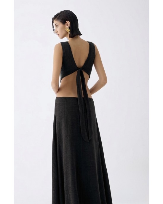 Christelle Nima Cut Outs Black Maxi Φόρεμα