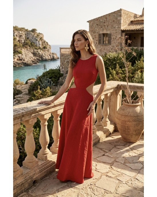 Christelle Nima Cut Outs Red Maxi Φόρεμα