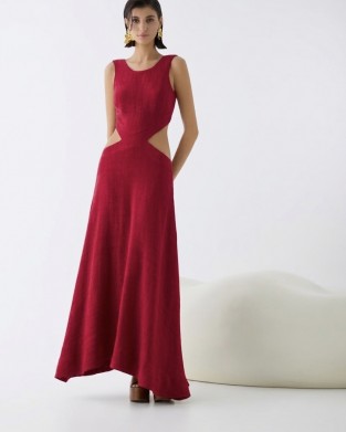 Christelle Nima Cut Outs Red Maxi Φόρεμα