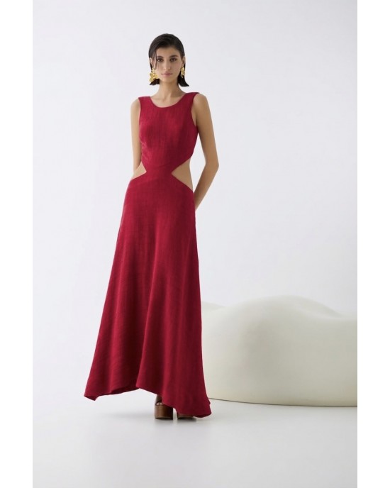 Christelle Nima Cut Outs Red Maxi Φόρεμα