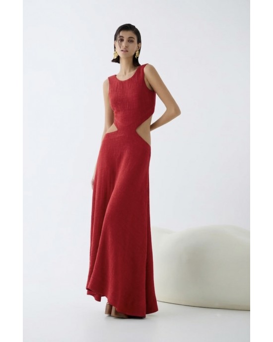 Christelle Nima Cut Outs Red Maxi Φόρεμα