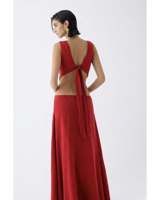 Christelle Nima Cut Outs Red Maxi Φόρεμα