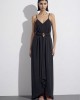 Christelle Nima Gold Detail V-Neck Black Maxi Φόρεμα
