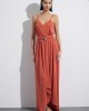 Christelle Nima V-neck Terracotta Maxi Φόρεμα