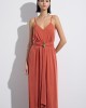 Christelle Nima V-neck Terracotta Maxi Φόρεμα