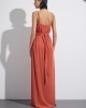 Christelle Nima V-neck Terracotta Maxi Φόρεμα