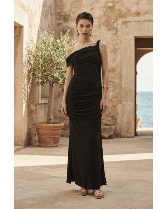 Christelle Nima Braided Black Maxi Φόρεμα