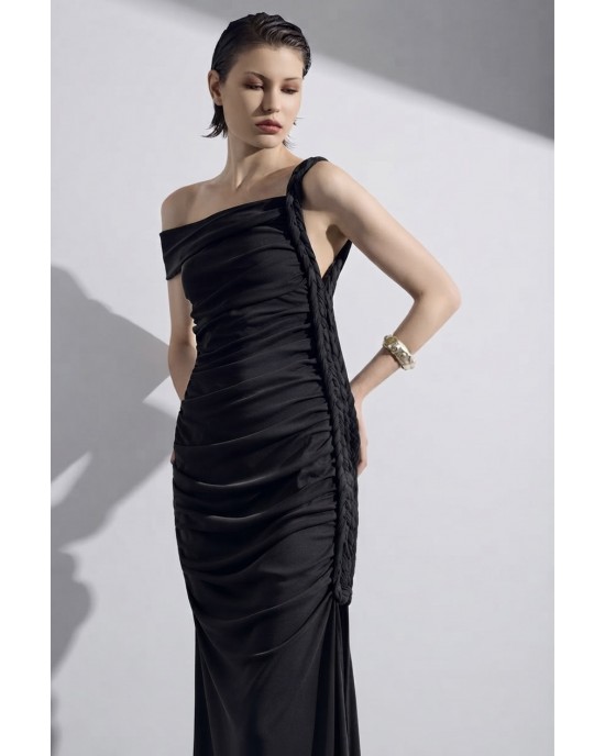 Christelle Nima Braided Black Maxi Φόρεμα