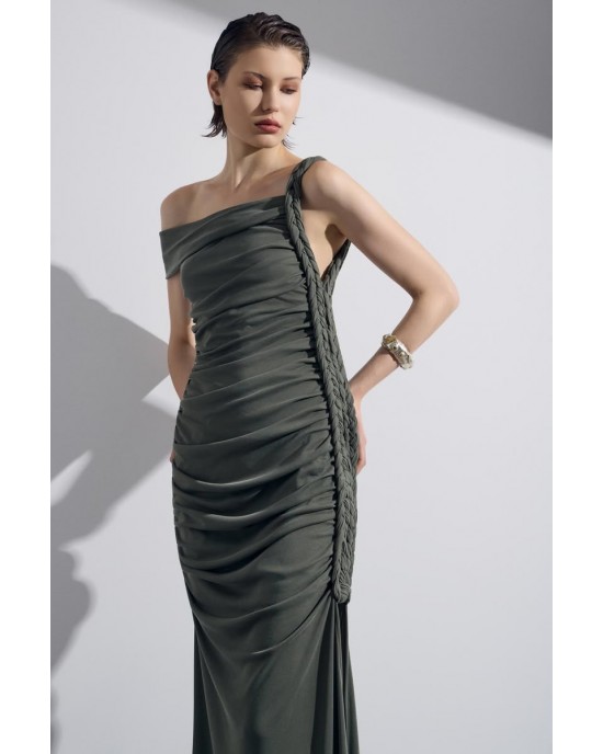 Christelle Nima Braided Chaki Maxi Φόρεμα