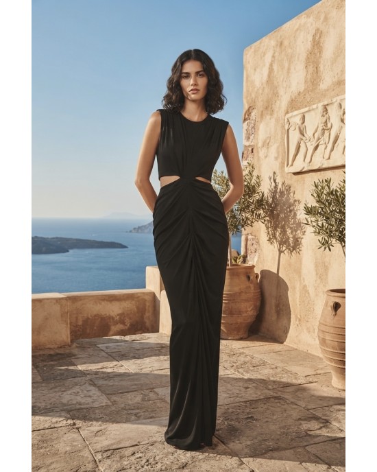 Christelle Nima Cut-Outs Black Maxi Φόρεμα