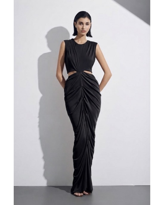 Christelle Nima Cut-Outs Black Maxi Φόρεμα