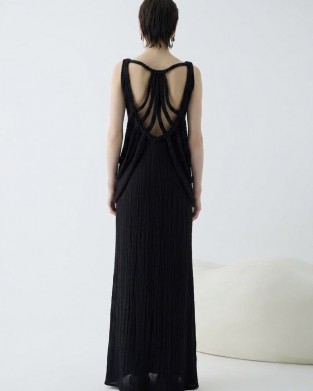 Christelle Nima Sculptural Braided Details Maxi Black Φόρεμα