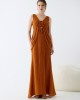 Christelle Nima Sculptural Braided Details Maxi Earthy Rust Φόρεμα