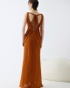 Christelle Nima Sculptural Braided Details Maxi Earthy Rust Φόρεμα