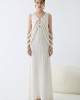 Christelle Nima Sculptural Braided Details Maxi Ecru Φόρεμα