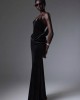 Christelle Nima Backless Velvet Gown Black Maxi Φόρεμα