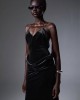 Christelle Nima Backless Velvet Gown Black Maxi Φόρεμα