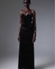 Christelle Nima Backless Velvet Gown Black Maxi Φόρεμα