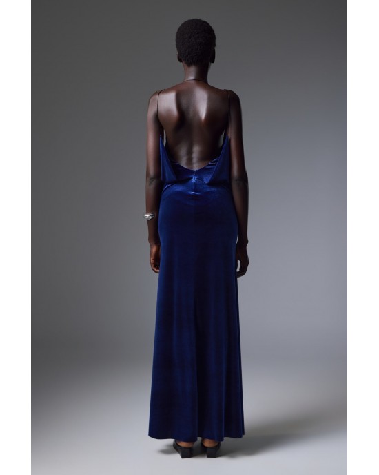 Christelle Nima Backless Velvet Gown Royal Blue Maxi Φόρεμα