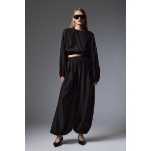 Christelle Nima Satin Balloon Black Παντελόνι