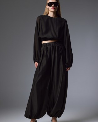 Christelle Nima Satin Balloon Black Παντελόνι