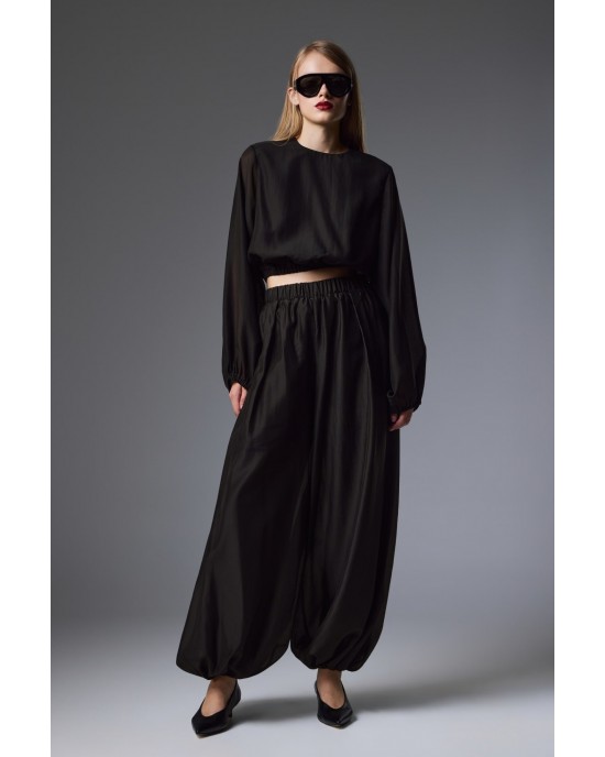 Christelle Nima Satin Balloon Black Παντελόνι