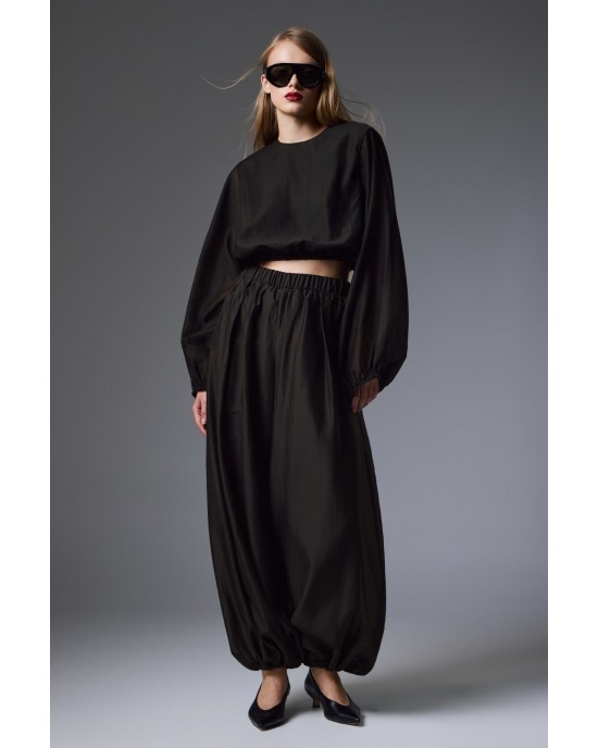 Christelle Nima Satin Balloon Black Παντελόνι