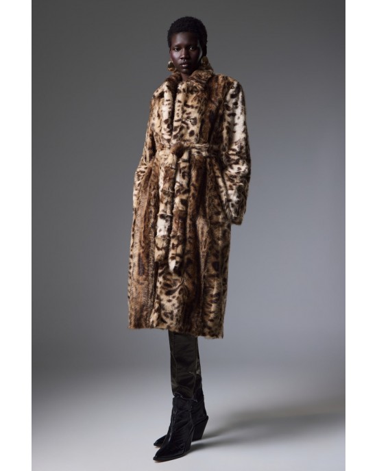 Christelle Nima Leopard Faux Fur Παλτό