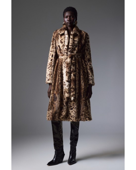 Christelle Nima Leopard Faux Fur Παλτό