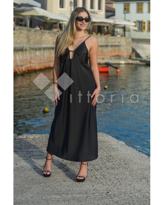 Ckontova Silky Strap Black Φόρεμα