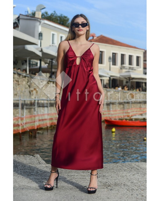 Ckontova Silky Strap Bordeaux Φόρεμα
