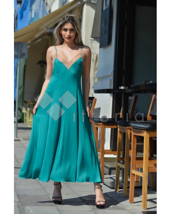 Ckontova Lace Trimming Green Φόρεμα